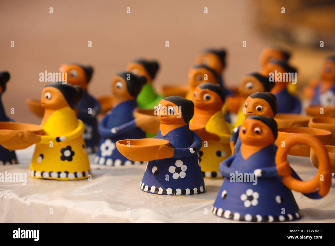 Oil lamp for sale at a market stall, Dilli Haat, New Delhi, India Stock Photo Alamy