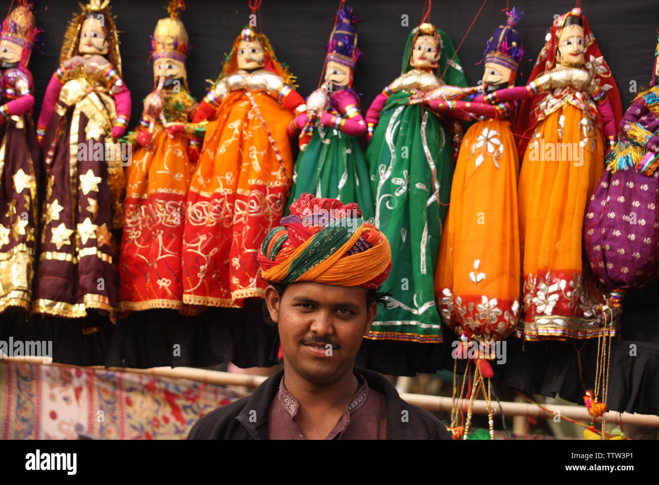Puppets at a market stall, Dilli Haat, New Delhi, India Stock Photo Alamy
