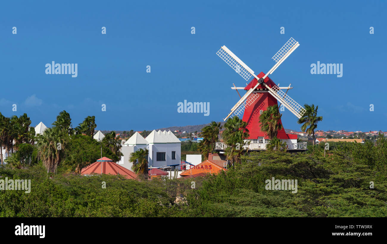 Old Dutch Windmill, Aruba Stock Photo