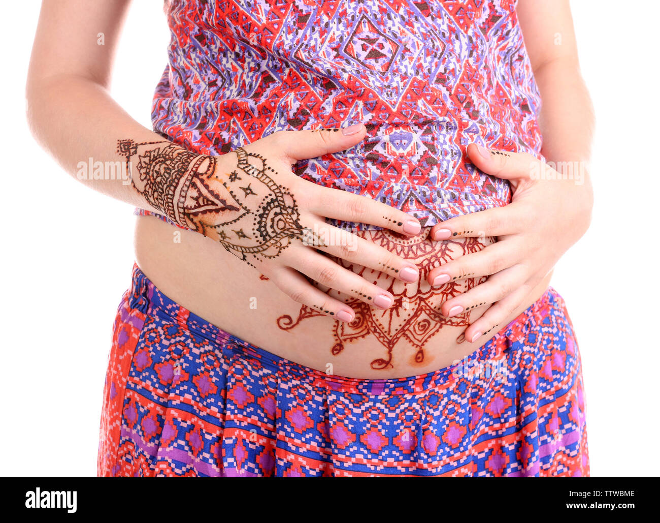 Close Pregnant Belly Mehendi Henna Tattoo Stock Photo 1549811060   Shutterstock