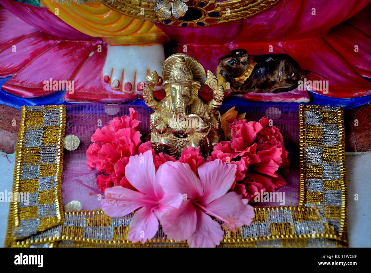 Small idol of Lord Gaanesha in the Temple at Sai Dwarka, Dapoli, Maharashtra, India Stock Photo