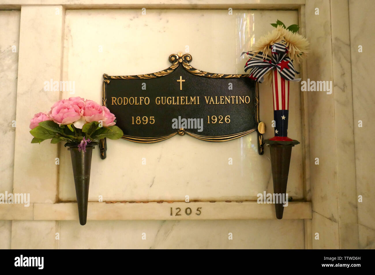 Hollywood, California, USA A general view of atmosphere of Rudolph  Valentino's Grave on June 17, 2019