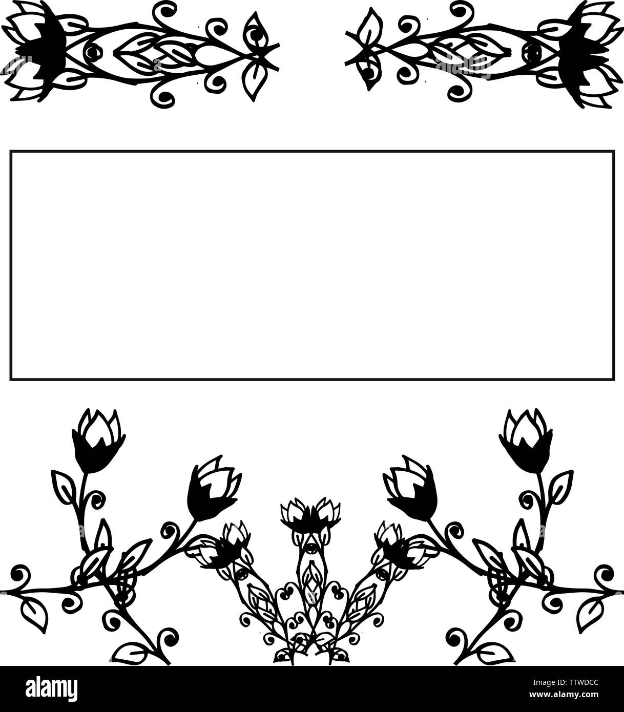 Vector illustration of invitation card with modern flower frame hand ...