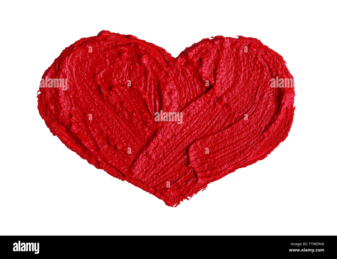 Painted red heart on white background Stock Photo - Alamy