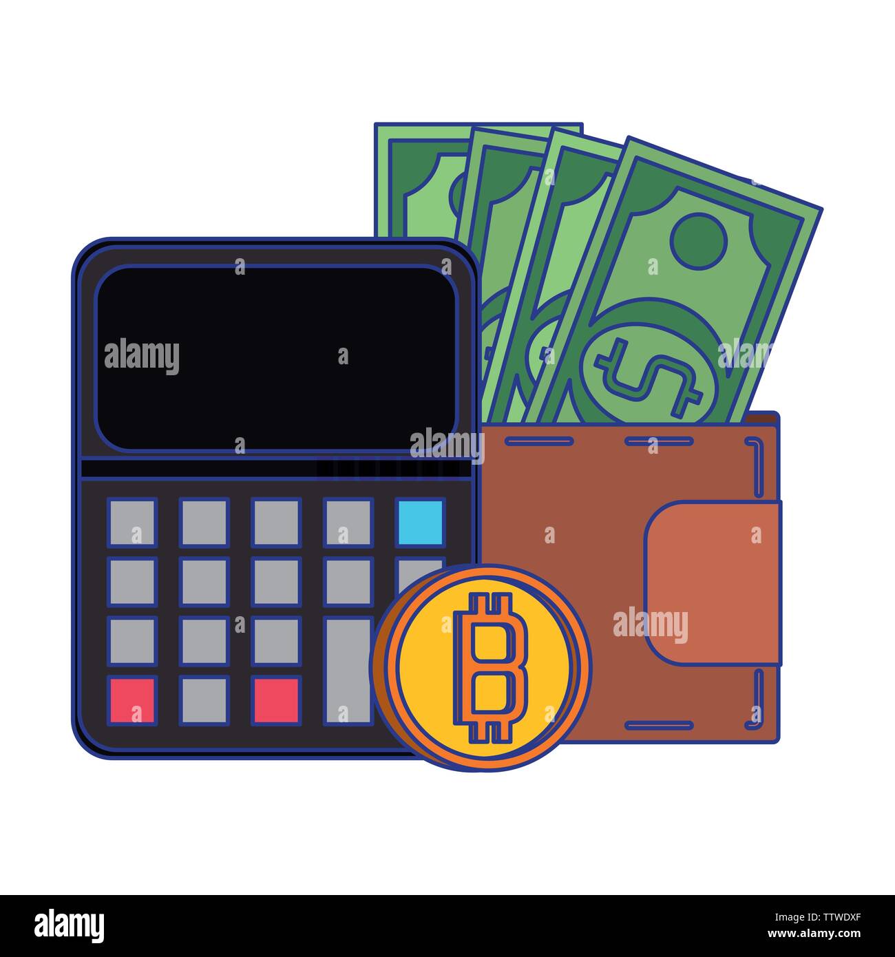 Bitcoin Cryptocurrency Digital Money Symbols Blue Lines - 