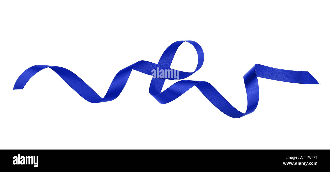 Blue ribbon on white background Stock Photo - Alamy
