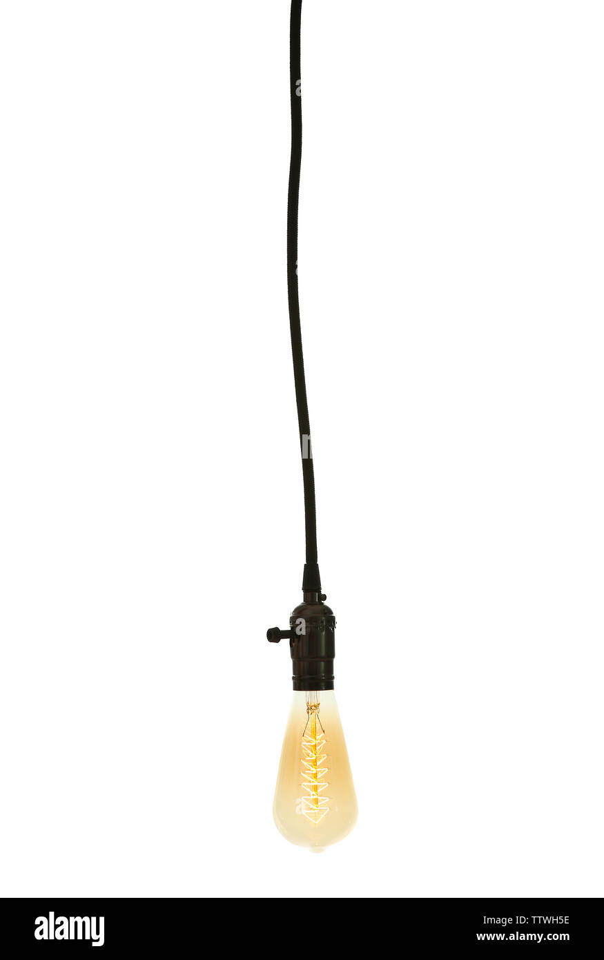 Hanging lightbulb isolated Cut Out Stock