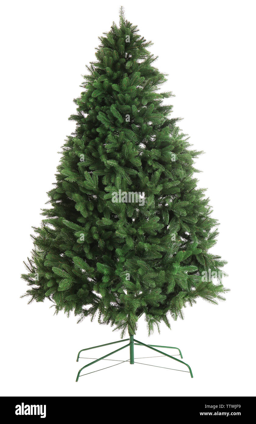 Unadorned Christmas tree isolated on white Stock Photo