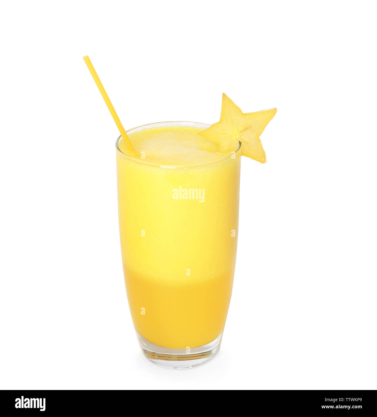 Carambola smoothie on white background Stock Photo - Alamy