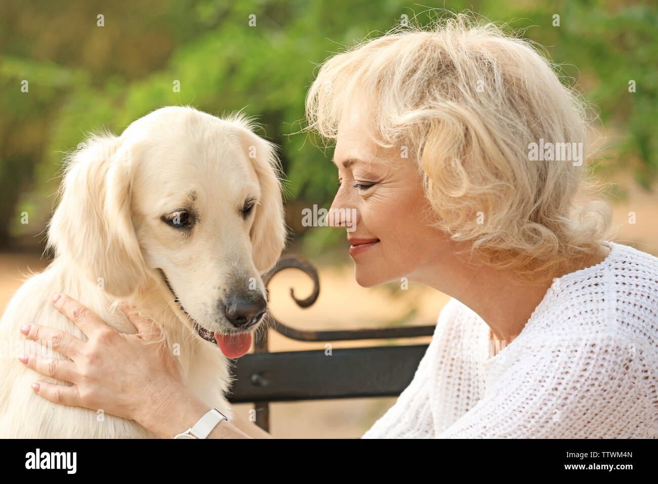 Closeup old woman dog hi-res stock photography and images - Alamy