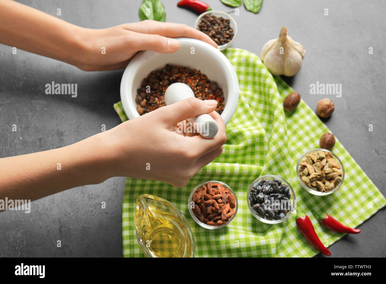 Woman Grinding Spices High Resolution Stock Photography and Images Alamy