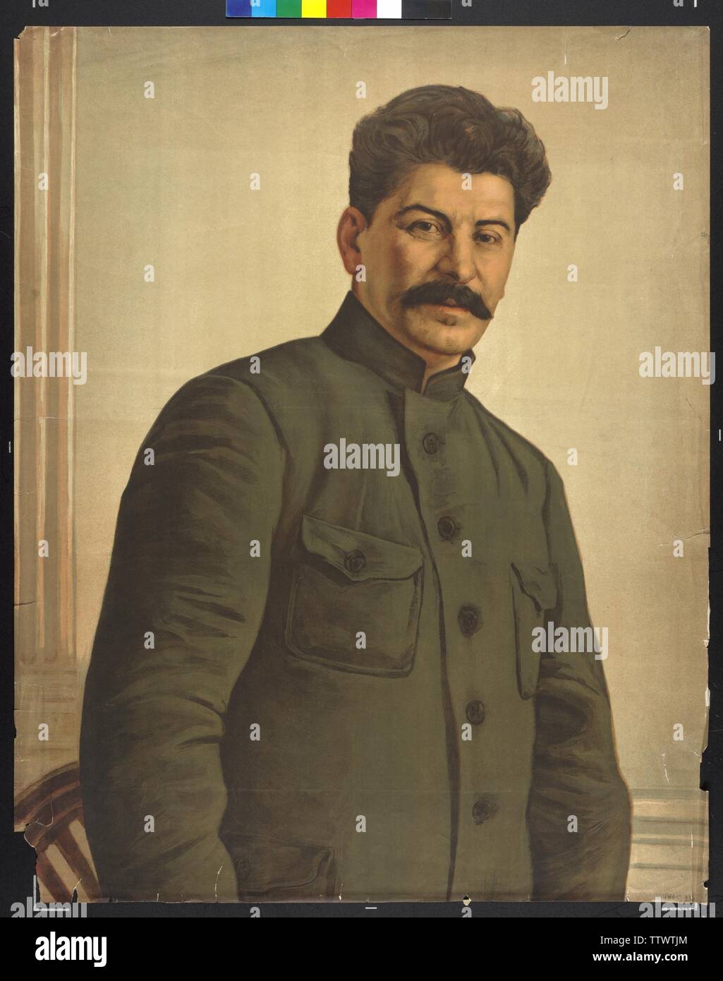 Stalin, Joseph Wissarionovitch, colour printing based on painting, Additional-Rights-Clearance-Info-Not-Available Stock Photo