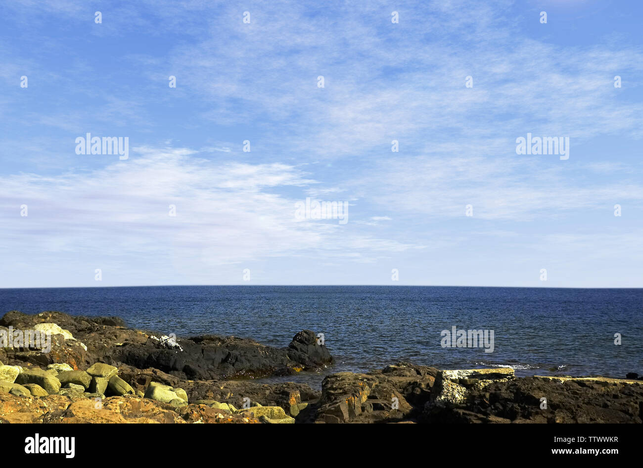 Panoramic view of a sea Stock Photo