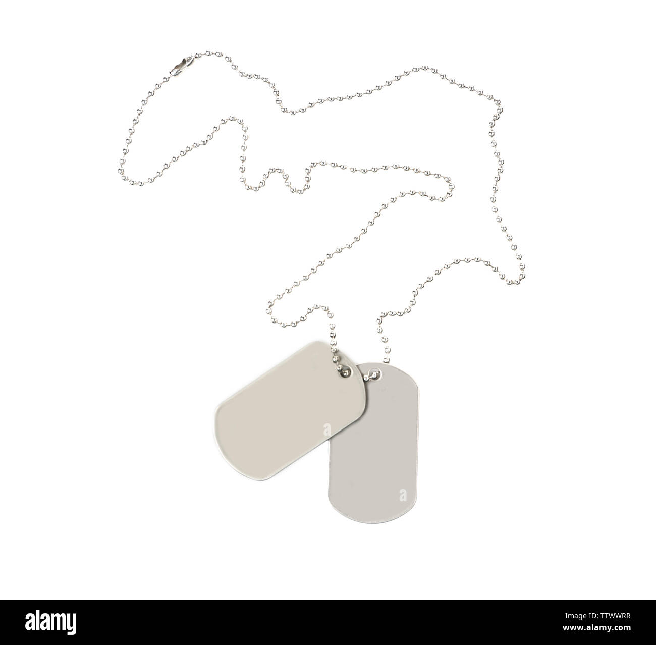 Military ID tags, isolated on white Stock Photo Alamy