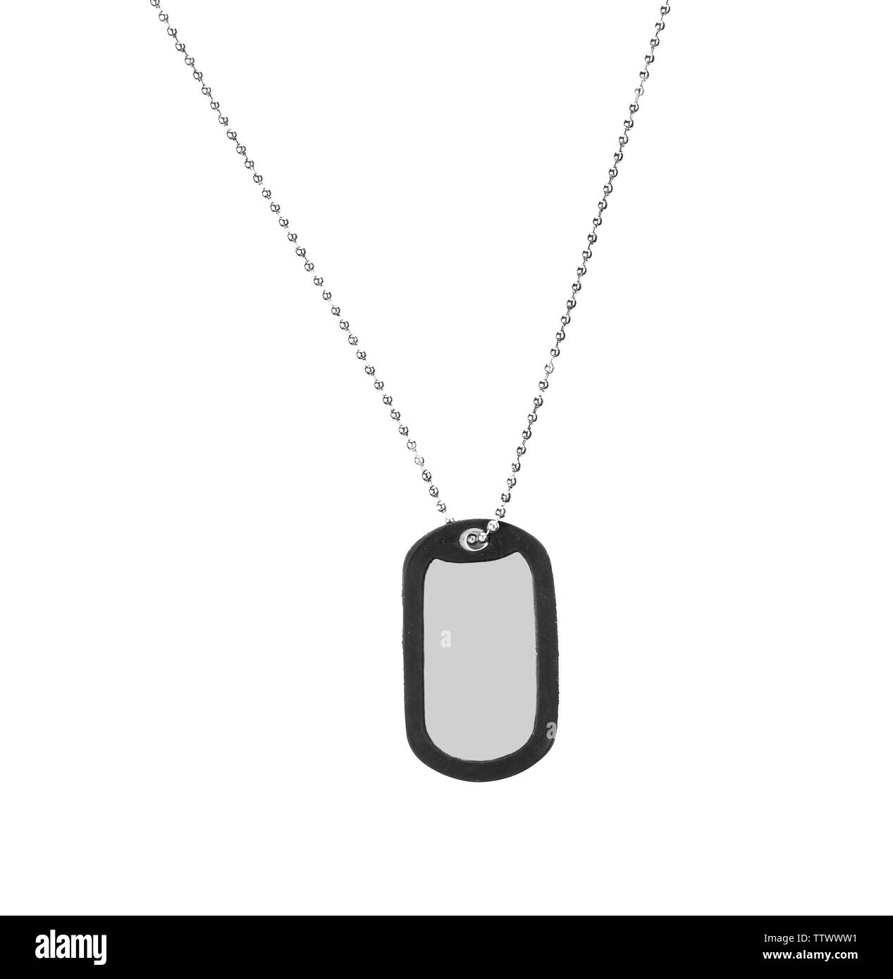 Military ID tag, isolated on white Stock Photo Alamy