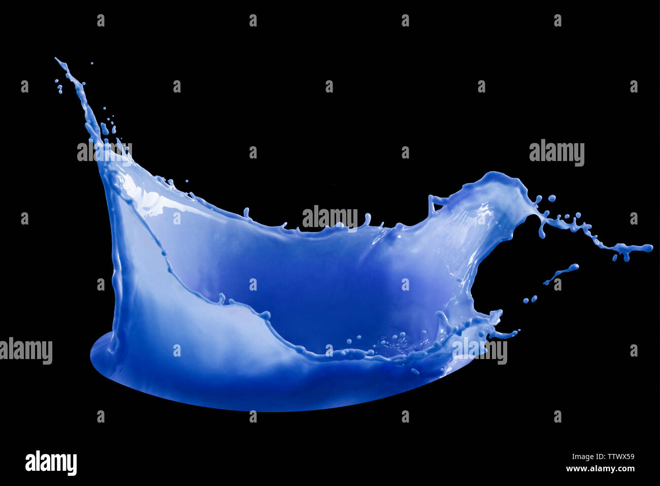 dark blue paint splash isolated on black background Stock Photo - Alamy