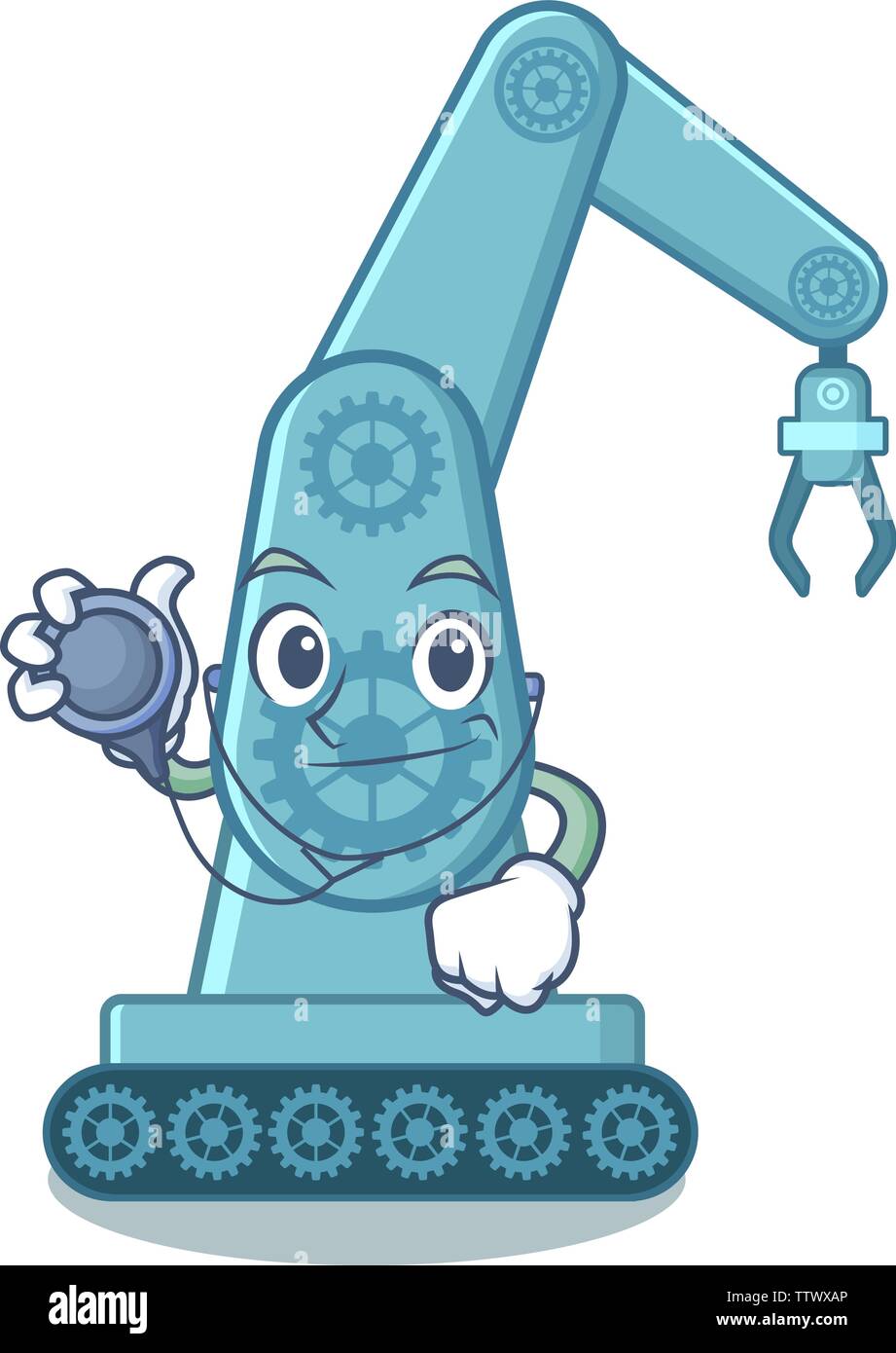 Doctor mechatronic robotic arm isolated on character Stock Vector Image