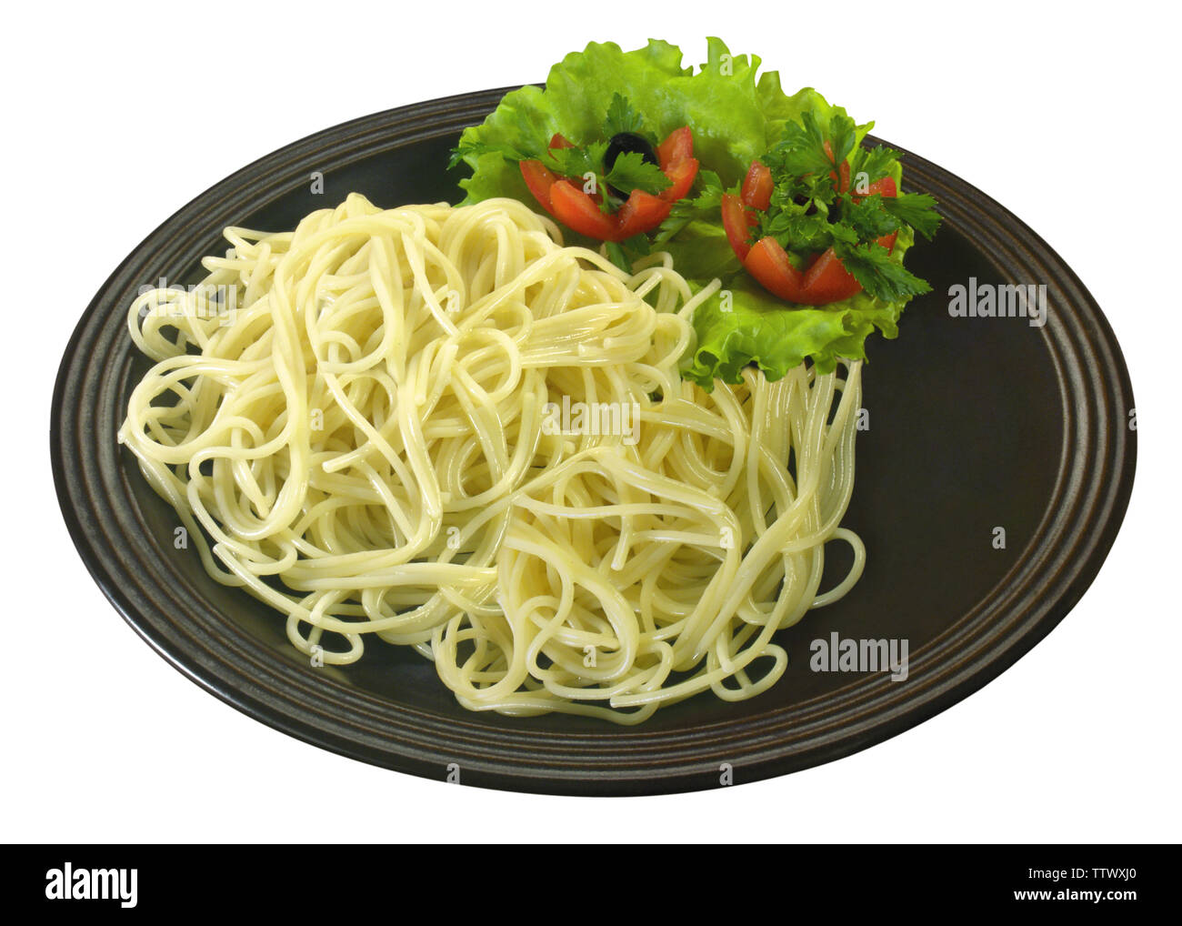 Spaghetti served in a plate Stock Photo