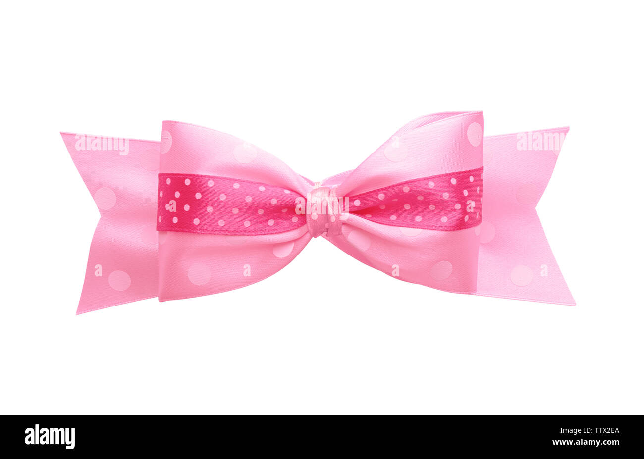 Pink ribbon bow on white background Stock Photo - Alamy