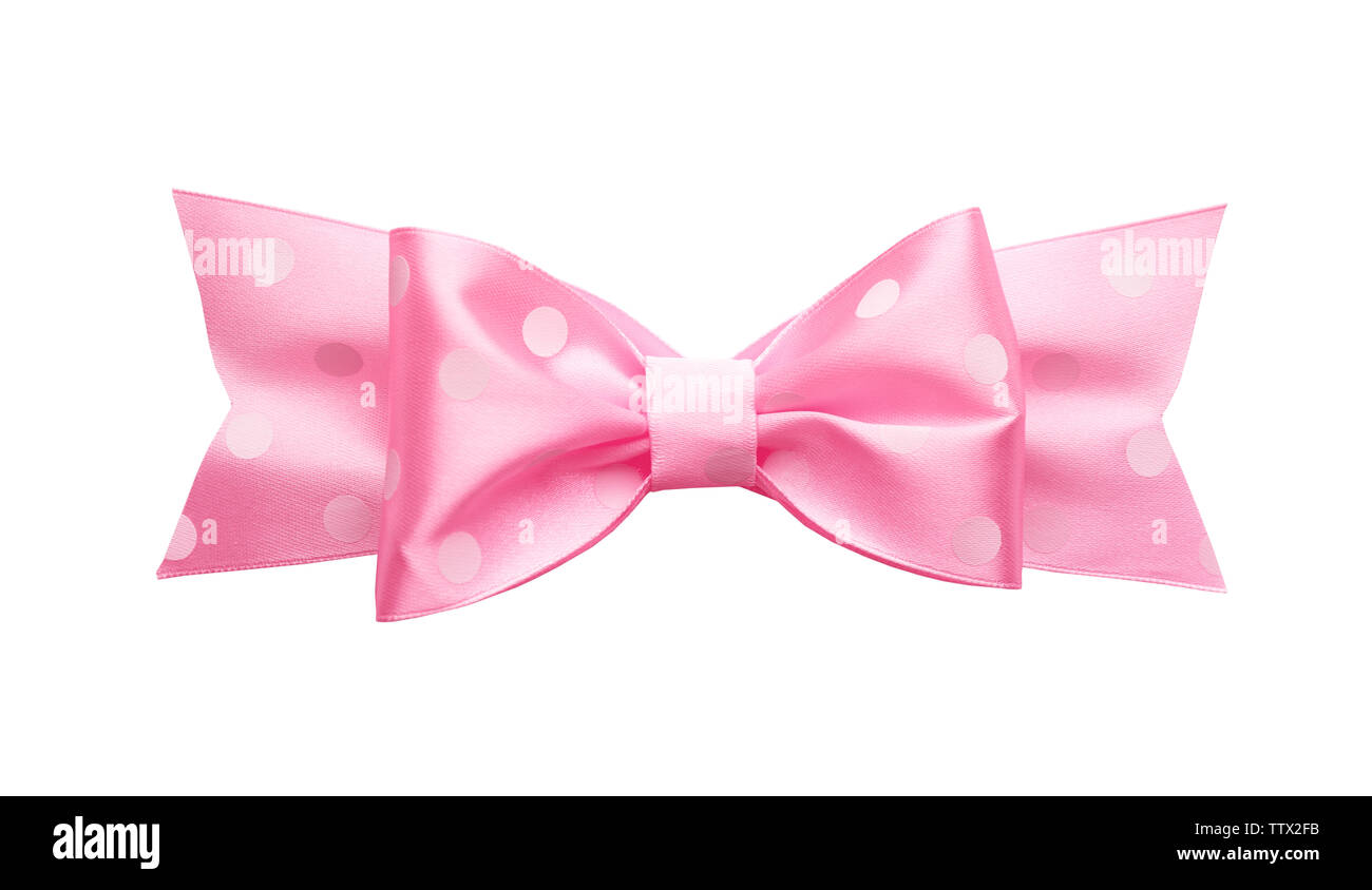 Pink ribbon bow on white background Stock Photo - Alamy