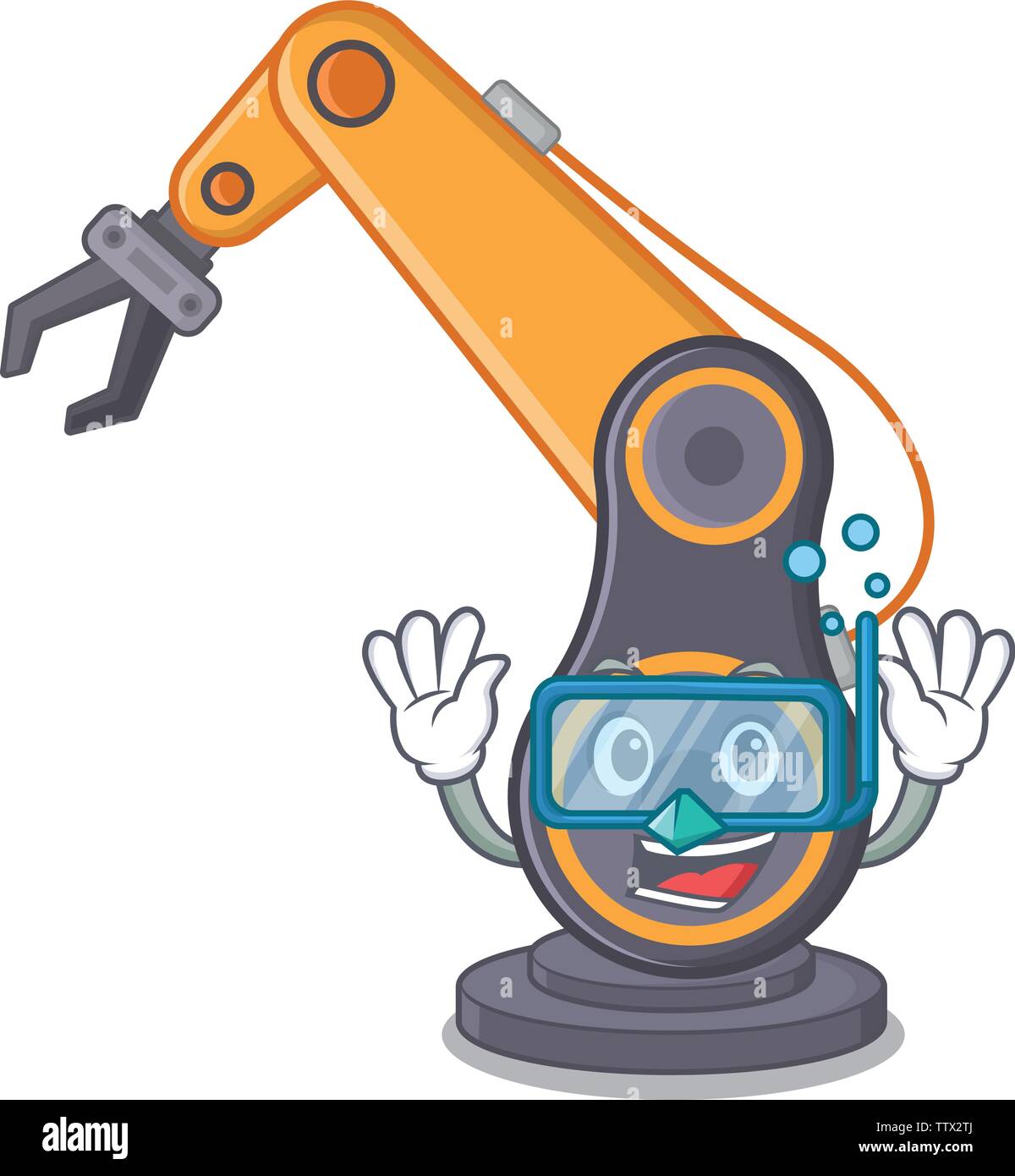 Diving toy industrial robotic hand the a cratoon Stock Vector Image