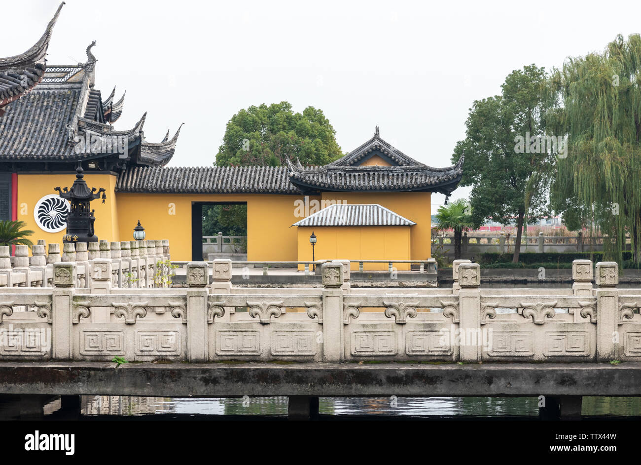 Confucius Bridge and Temple of Quanfu Temple in Suzhou Stock Photo