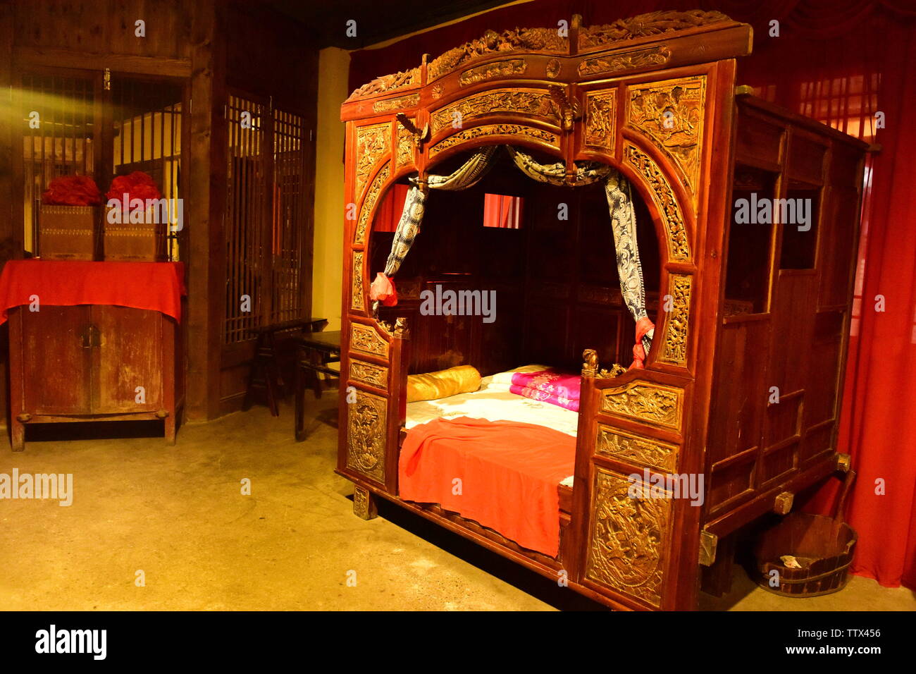Ancient bed of Ming and Qing dynasties Stock Photo