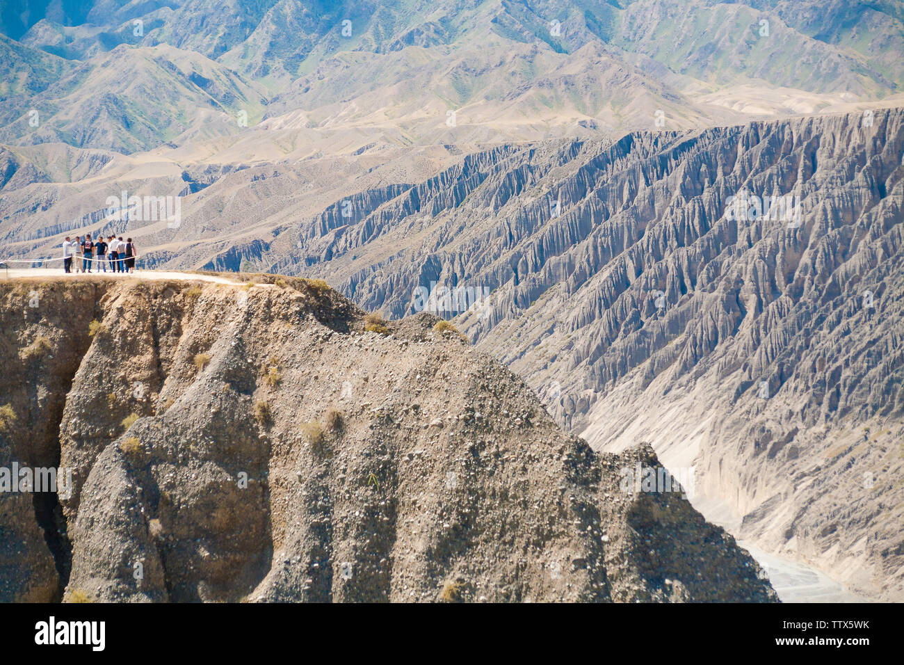 Dushanzi Grand Canyon with tourists Stock Photo Alamy