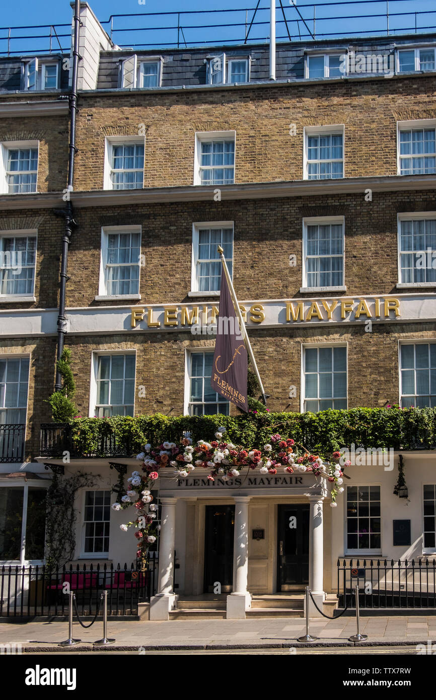 Flemings Mayfair Hotel, 7-12 Half Moon Street, London, England, U.K. Stock Photo