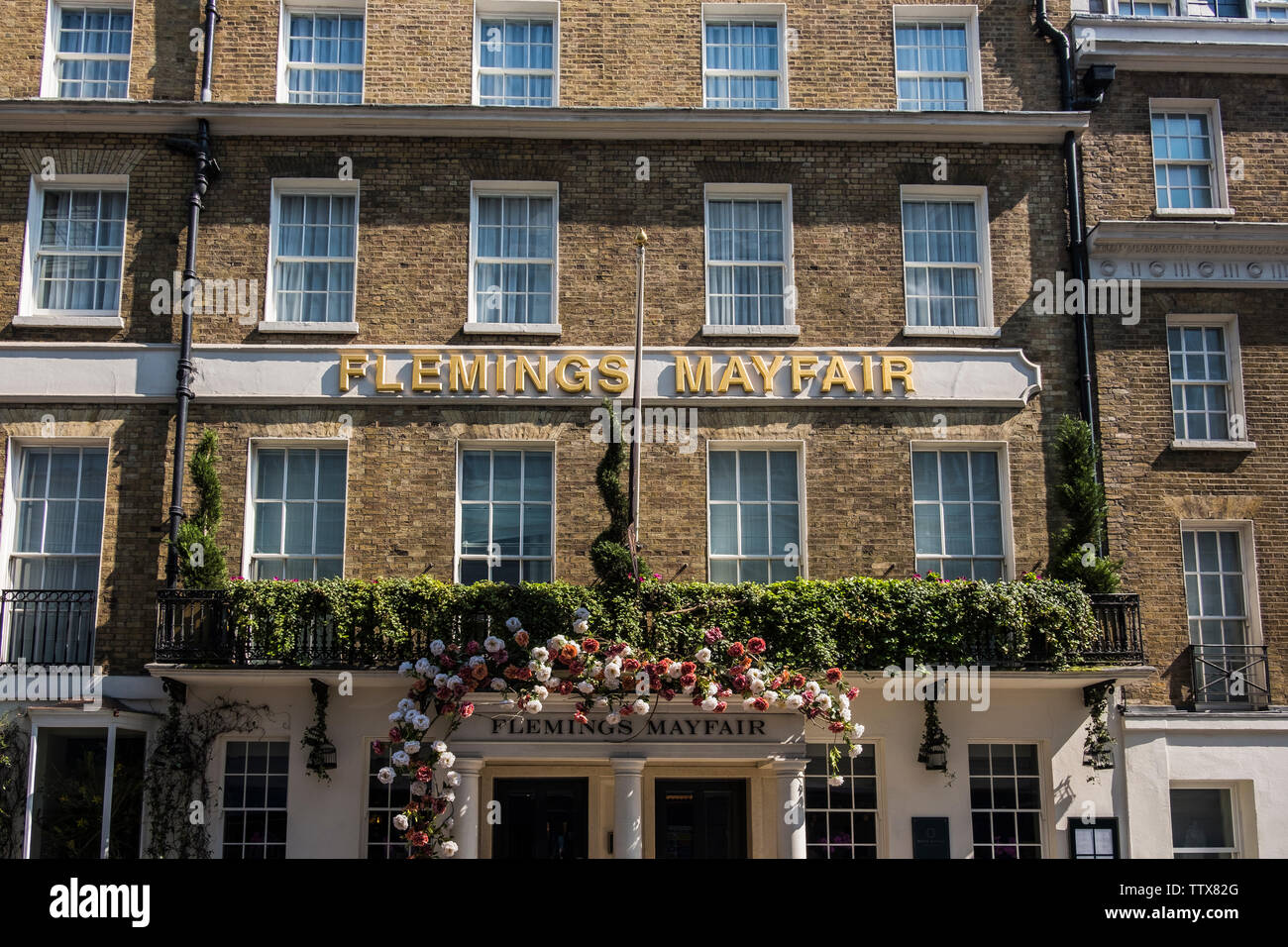 Flemings Mayfair Hotel, 7-12 Half Moon Street, London, England, U.K. Stock Photo