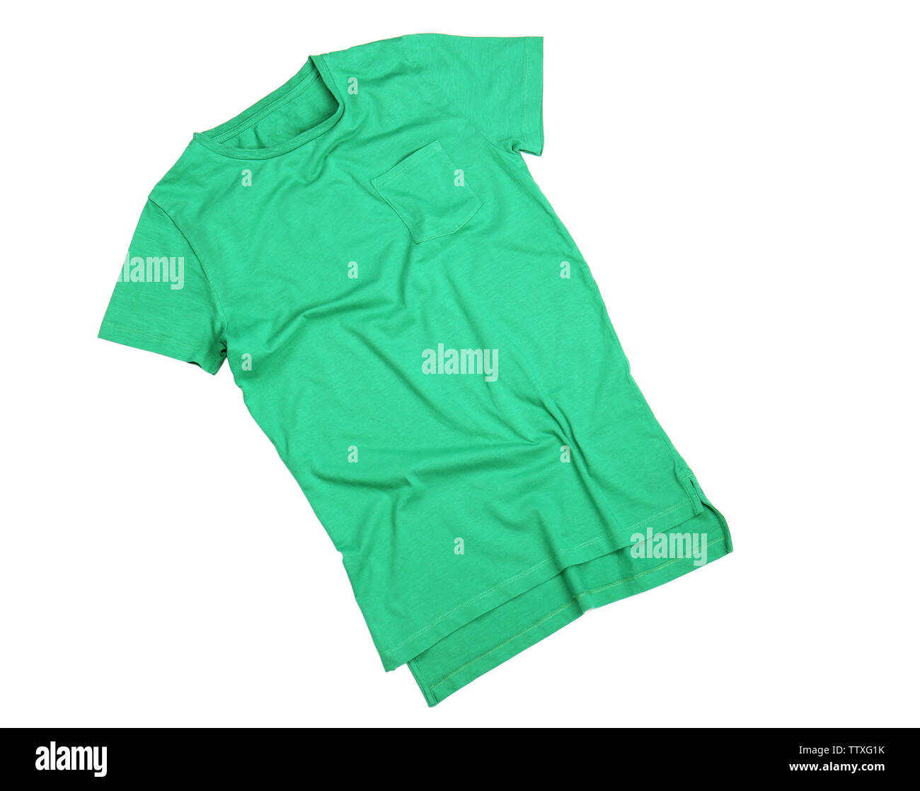 Blank green t-shirt on white background Stock Photo - Alamy