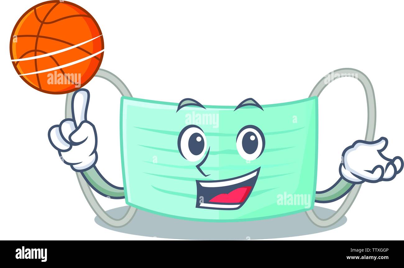 With basketball surgical mask isolated with the mascot Stock Vector