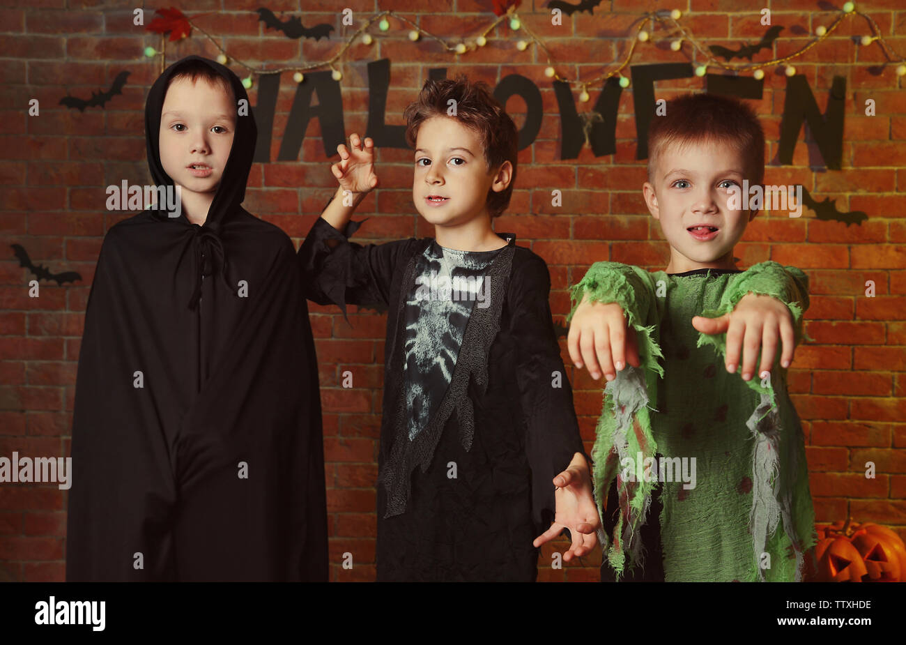 Cute kids on Halloween party Stock Photo Alamy