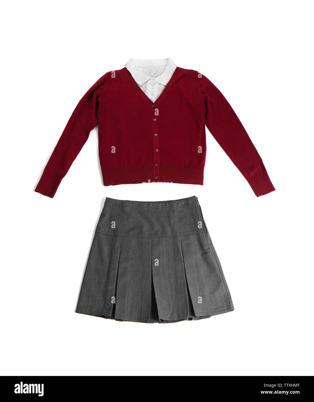 School uniform on white background Stock Photo - Alamy