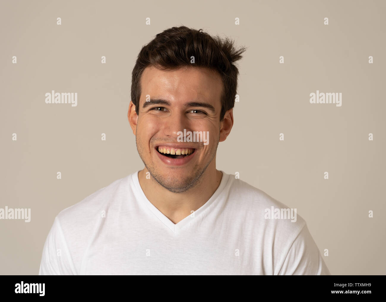 Portrait Of Attractive Young Latin Model With Happy Face And Beautiful 