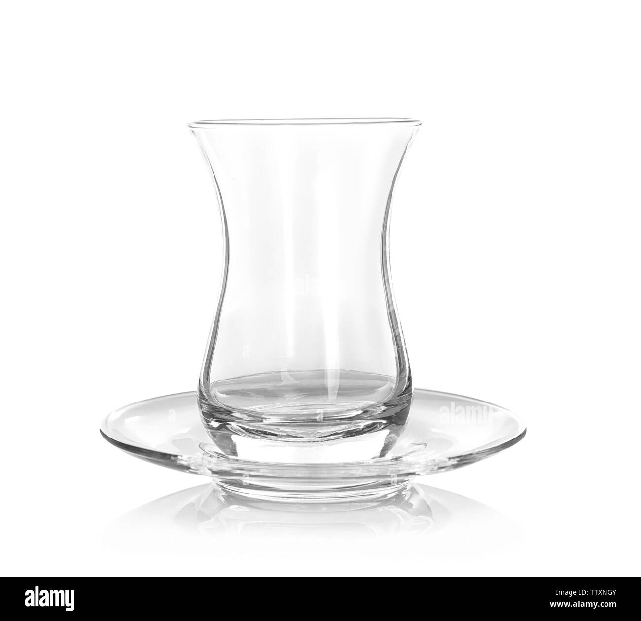 Empty glass for Turkish tea on white background Stock Photo