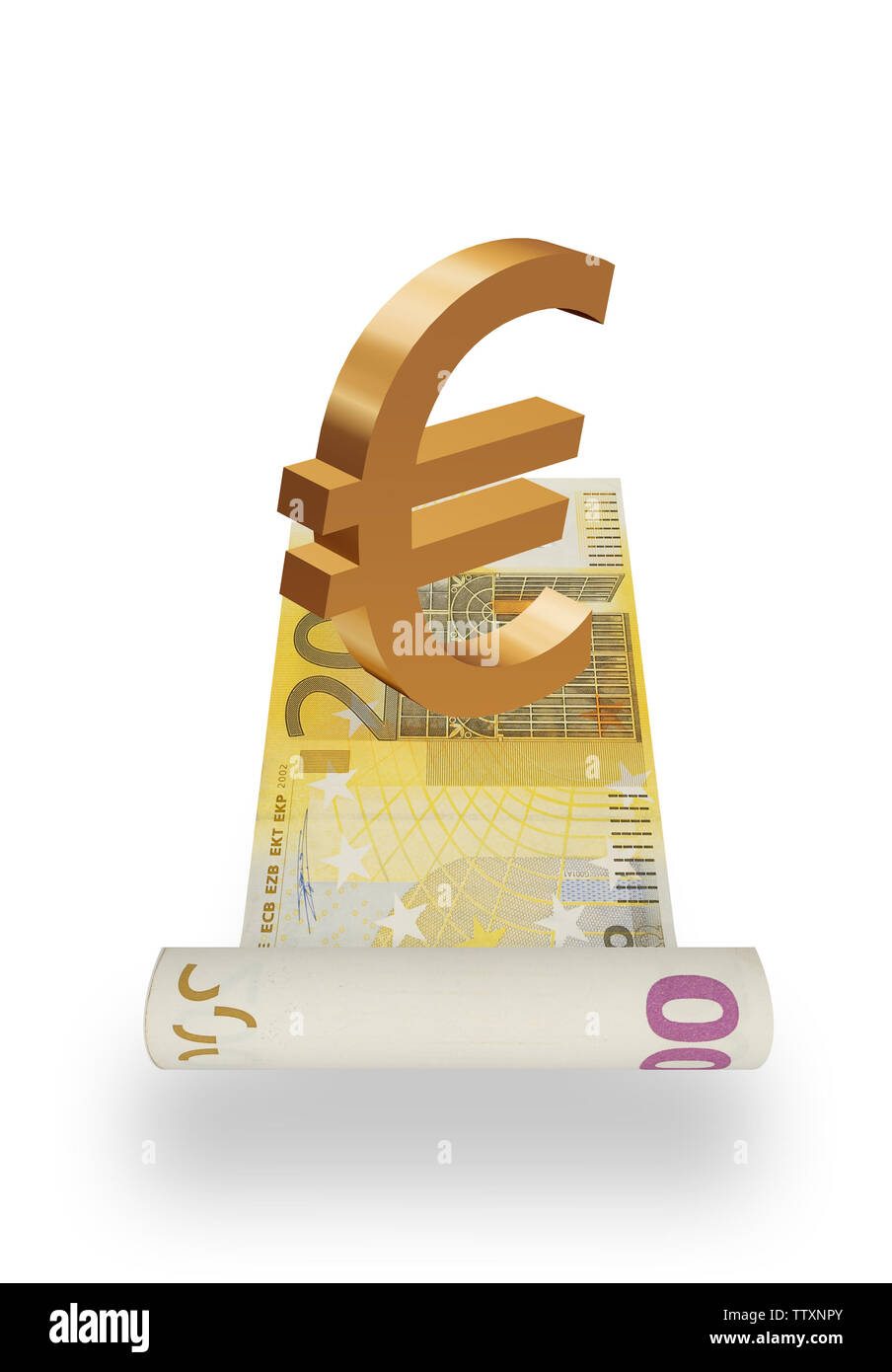 euro sign with euro currency on white background Stock Photo - Alamy