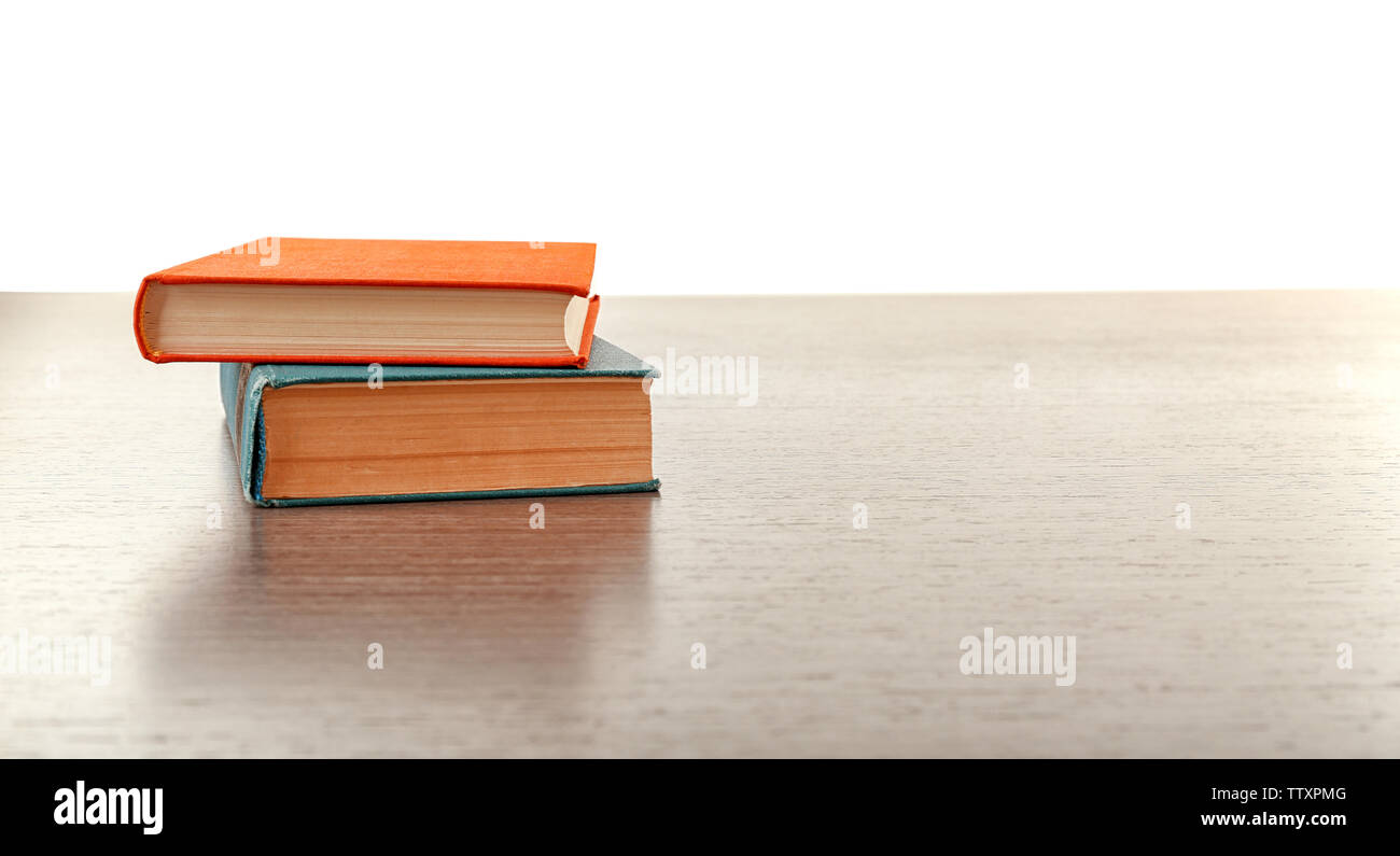 Books on wooden table Stock Photo Alamy