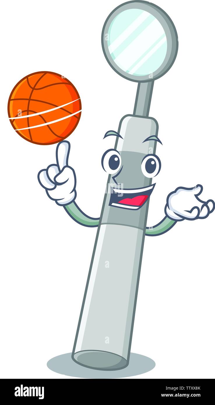 With basketball dental mirror in the mascot shape Stock Vector
