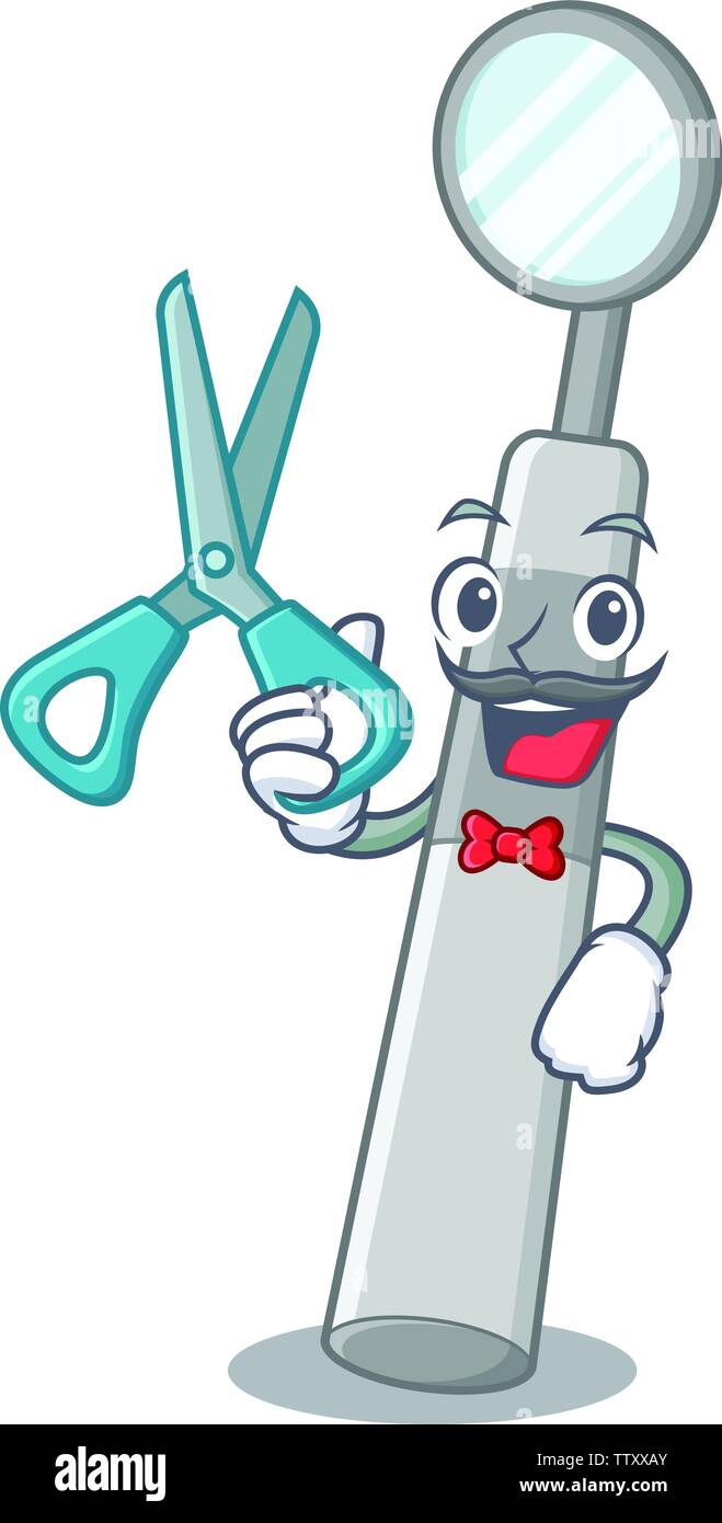 Barber dental mirror in the mascot shape Stock Vector