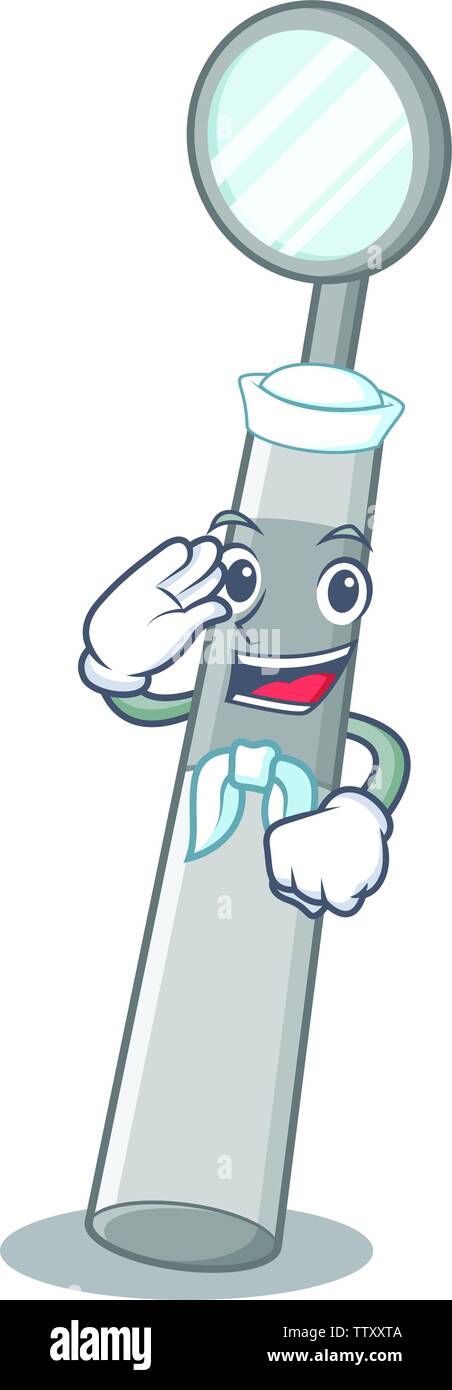 Sailor dental mirror in the mascot shape Stock Vector