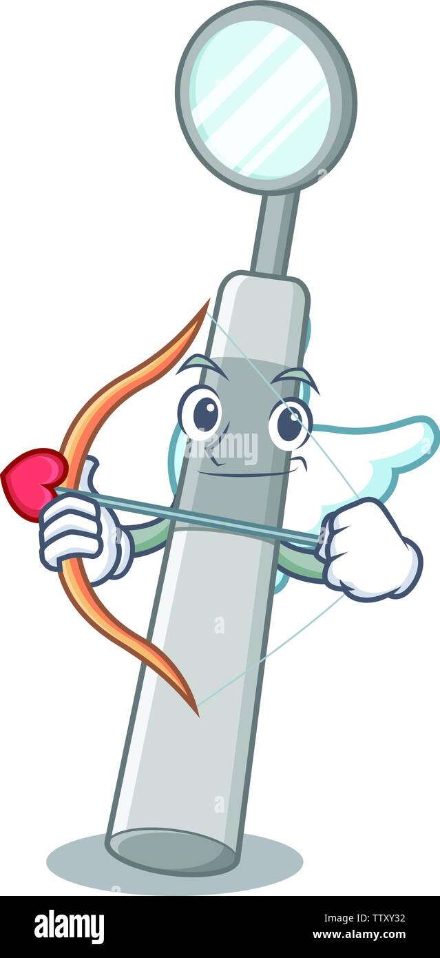 Cupid dental mirror in the mascot shape Stock Vector