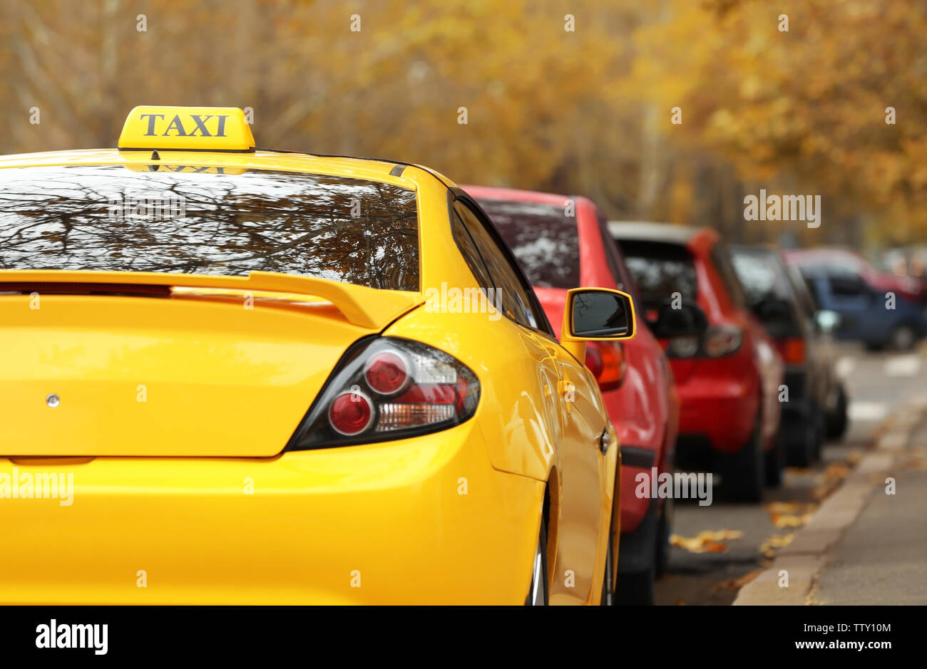 Yellow cab official taxi hires stock