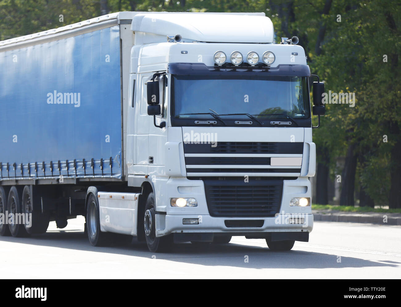 Front of American cargo truck Stock Photo Alamy