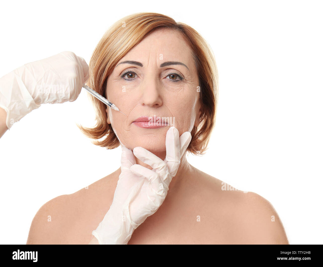 Hyaluronic acid injection for facial rejuvenation procedure Stock Photo