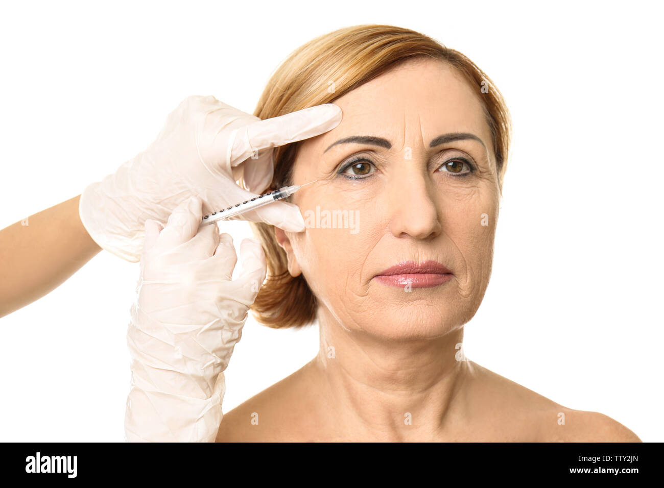 Hyaluronic acid injection for facial rejuvenation procedure Stock Photo