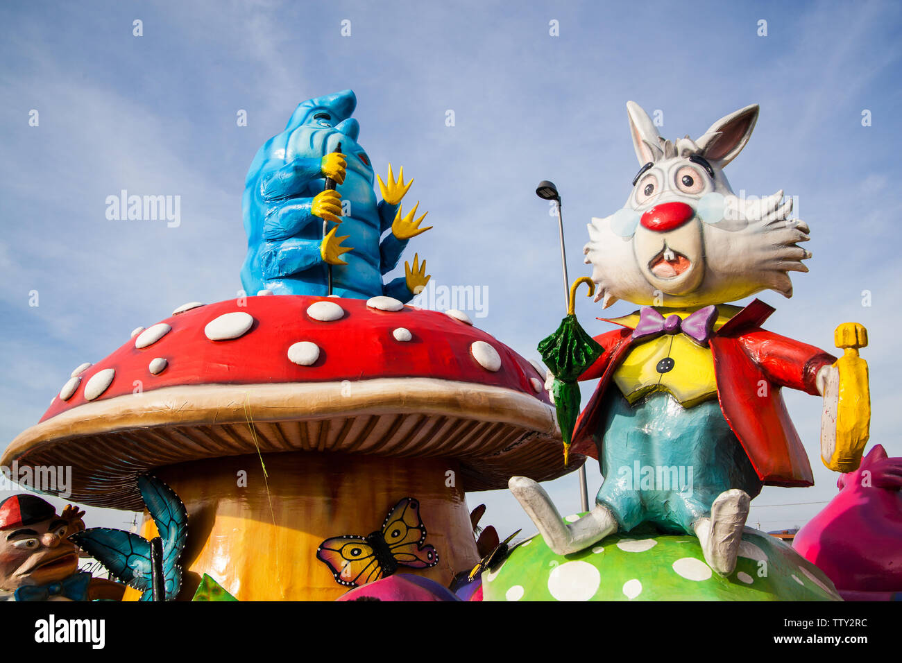 A sculpture with characters from Alice in wonderland Stock Photo