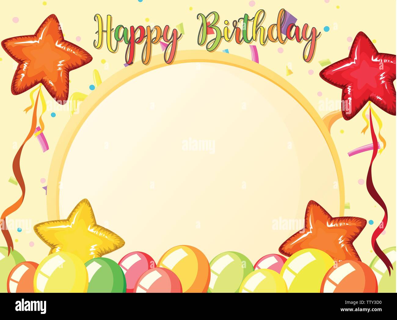 Happy Birthday Card Template Illustration Stock Vector Image Art Alamy