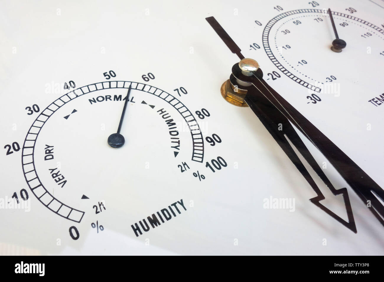 Humidity and temperature measurements. Needle instruments closeup