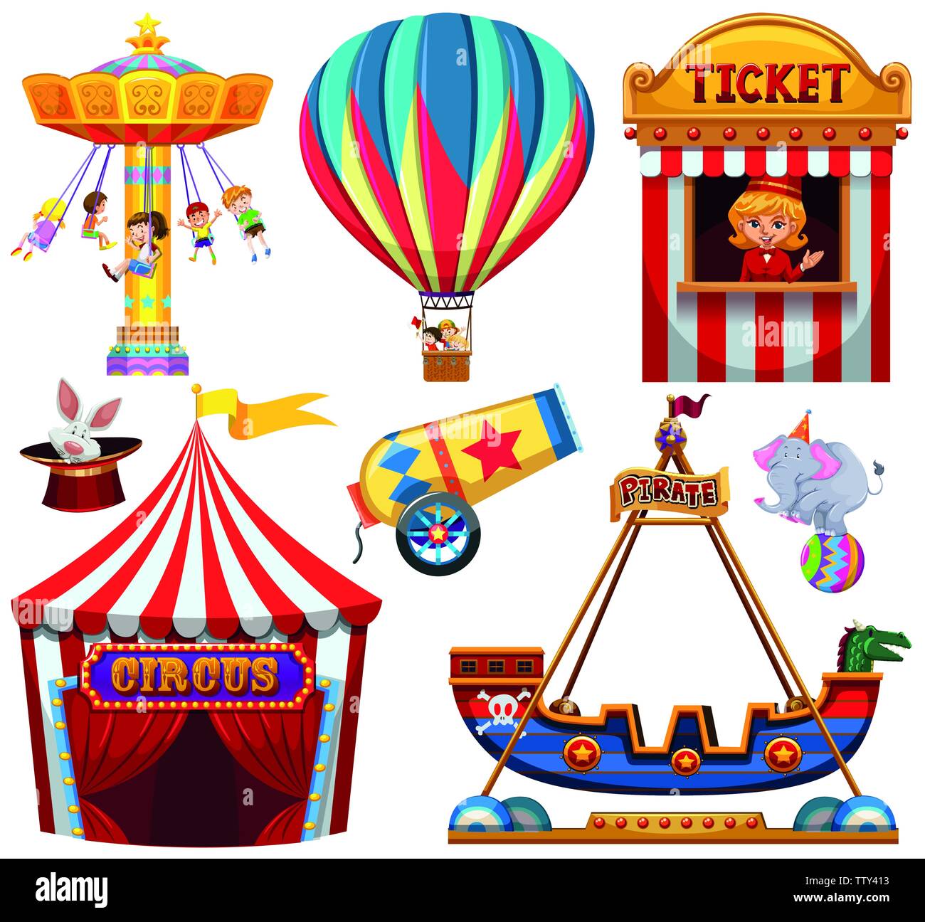 Set of circus object illustration Stock Vector